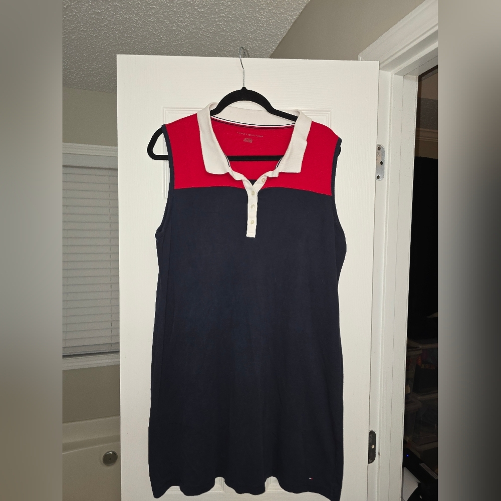 Tommy Hilfiger Red and White Polo Dress Size XLarge